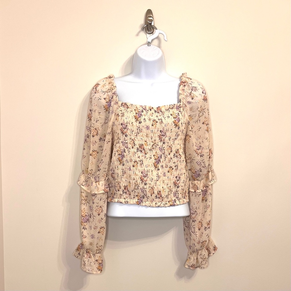 Floral smocked blouse